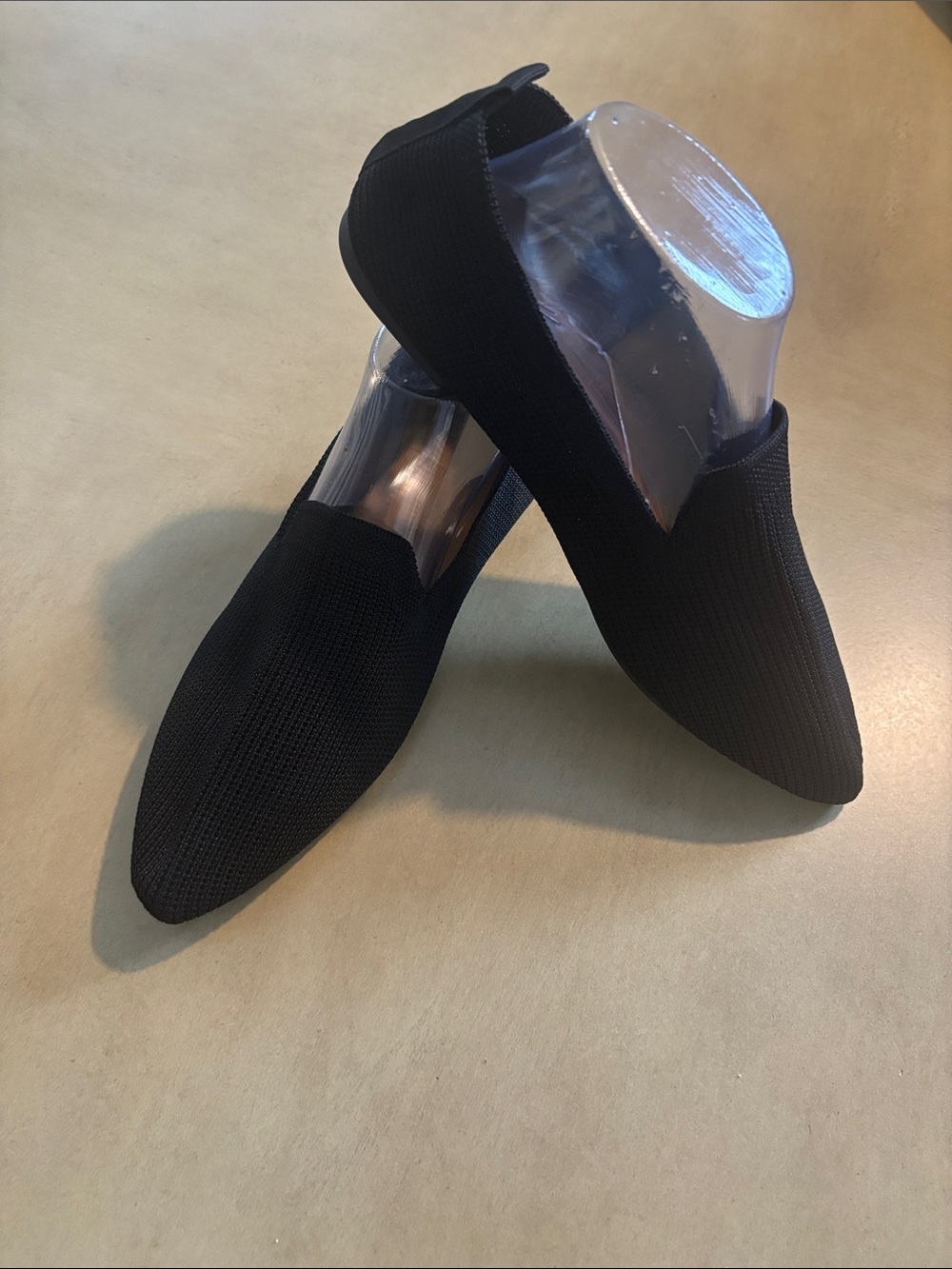 Black Knit Slip-On Flats for Women - Minimalist Comfort